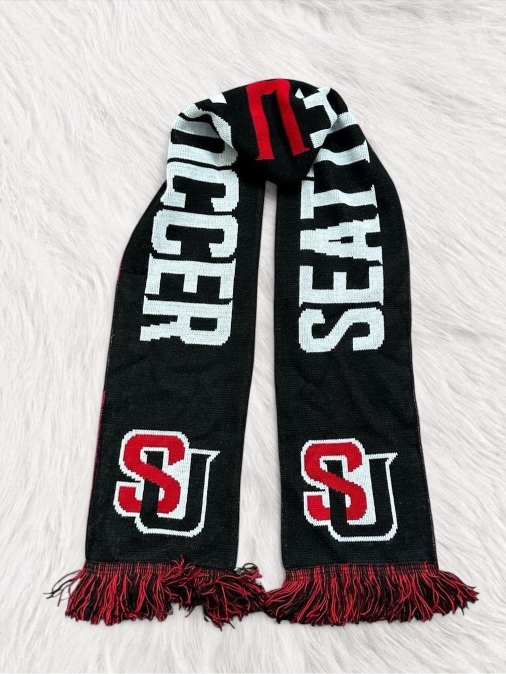 Seattle University Soccer Team Logo Striped Scarf Ruffneck